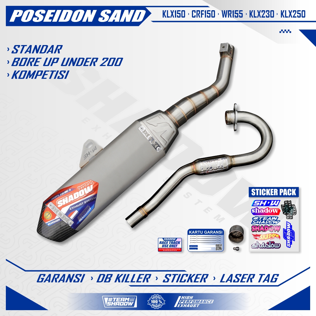 KNALPOT POSEIDON SANDBLAST KLX150 CRF150 WR155 SHADOW EXHAUST SYSTEM