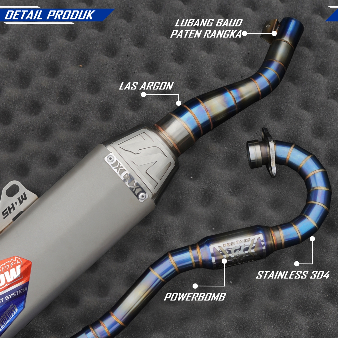 KNALPOT POSEIDON SANDBLAST ALA TITANIUM KLX150 CRF150 WR155 SHADOW EXHAUST SYSTEM