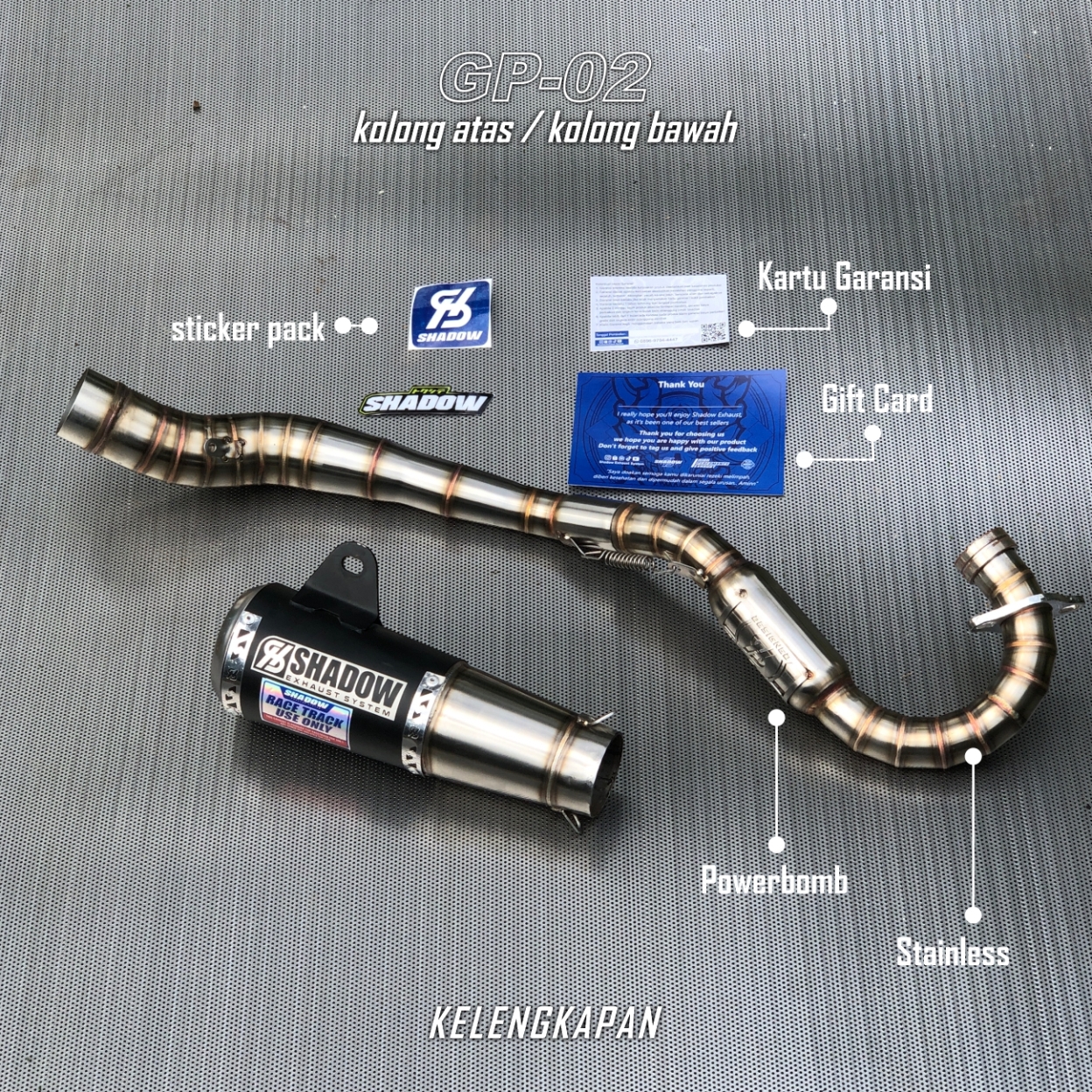 KNALPOT GP-02 KOLONG ATAS KLX150 CRF150 WR155 SHADOW EXHAUST SYSTEM
